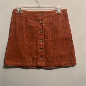 Orange Corduroy Button Skirt